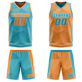 Custom Cyan Orange Reversible Basketball Suit for Adults and Kids Personalized Jersey