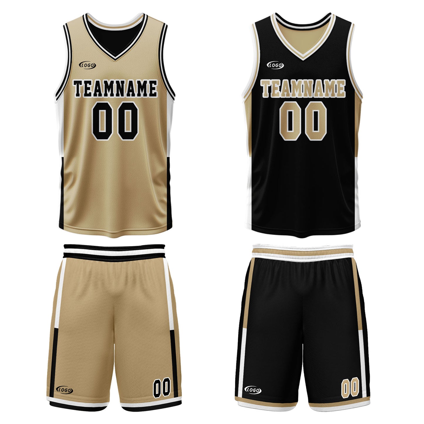 Custom Gold Black Reversible Basketball Suit for Adults and Kids Personalized Jersey