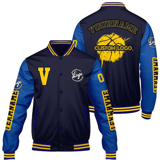 Custom Navy Royal Varsity Jackets for Men Women Youth Personalized Letterman Jackets