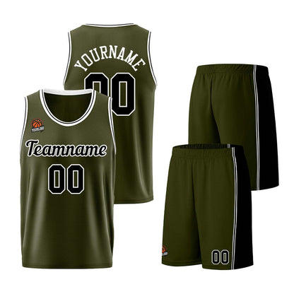 Custom Army Green-Black Basketball Jersey for Men Women Adult Youth Stitched Name Number Logo