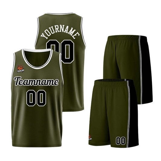 Custom Army Green-Black Basketball Jersey for Men Women Adult Youth Stitched Name Number Logo