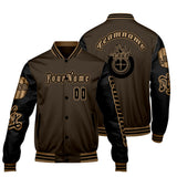 Custom Brown Black Letterman Varsity Jacket Personalized Embroidery Printing