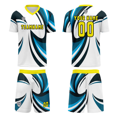 Custom White Blue Uniform Jersey Kids Adults Personalized Set Jersey Shirt
