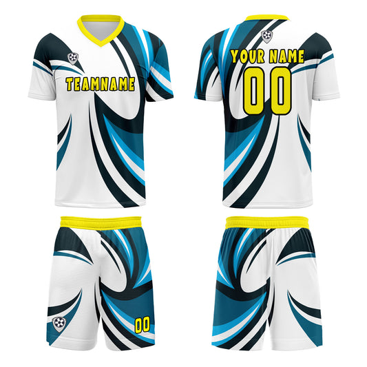 Custom White Blue Uniform Jersey Kids Adults Personalized Set Jersey Shirt