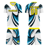 Custom White Blue Uniform Jersey Kids Adults Personalized Set Jersey Shirt