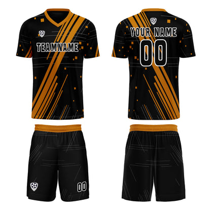 Custom Black Orange Uniform Jersey Kids Adults Personalized Set Jersey Shirt