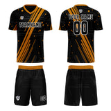 Custom Black Orange Uniform Jersey Kids Adults Personalized Set Jersey Shirt