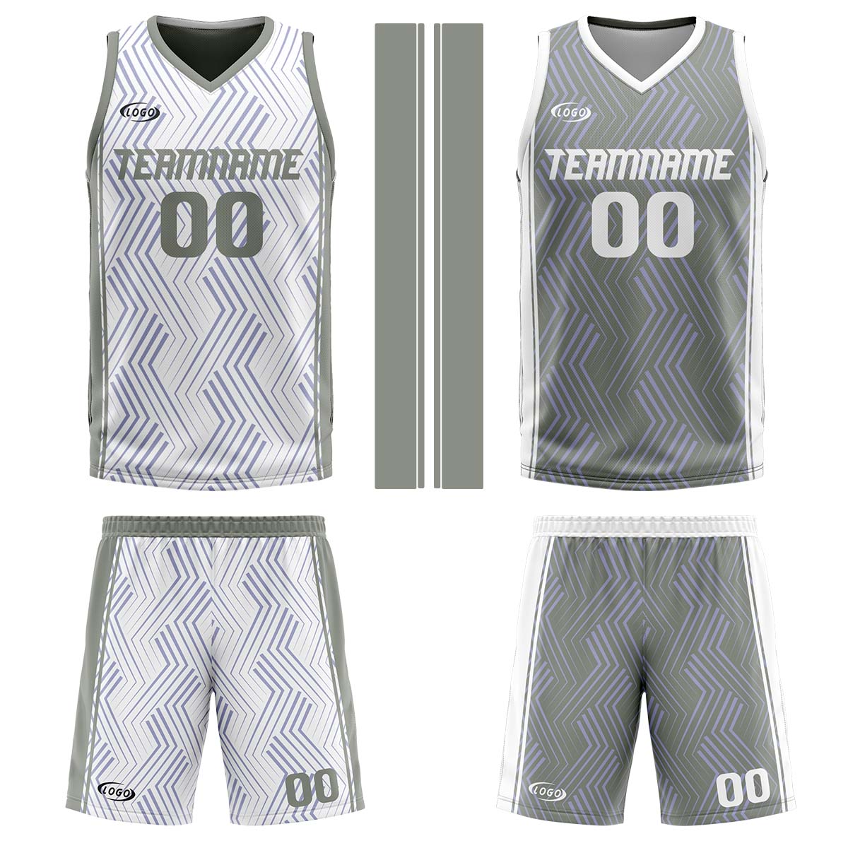 Custom White Grey Reversible Basketball Suit for Adults and Kids Personalized Jersey