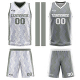 Custom White Grey Reversible Basketball Suit for Adults and Kids Personalized Jersey