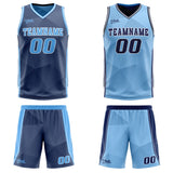 Custom Navy Light Blue Reversible Basketball Suit for Adults and Kids Personalized Jersey