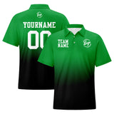 Custom Green Black Football Gradient Polo Shirts  Add Your Unique Logo/Name/Number
