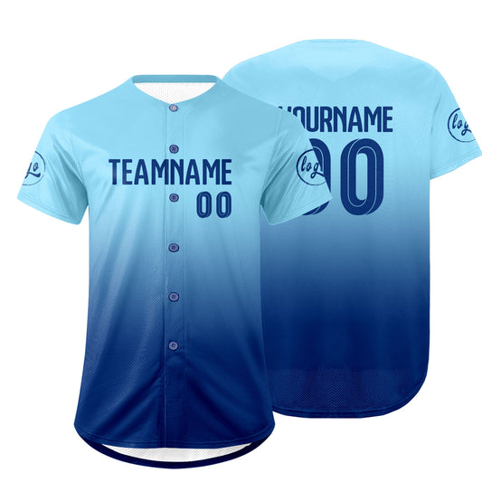 Custom Light Blue Blue Baseball Jersey Personalized Gradient Team Uniforms Shirt with Name Number