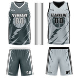 Custom Grey Light Grey Reversible Basketball Suit for Adults and Kids Personalized Jersey