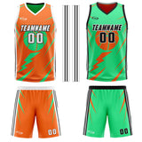 Custom Orange Green Reversible Basketball Suit for Adults and Kids Personalized Jersey