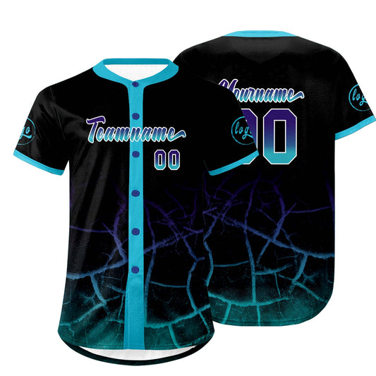 Custom Black Sky Blue Purple Baseball Jersey Personalized Gradient Team Uniforms Shirt with Name Number