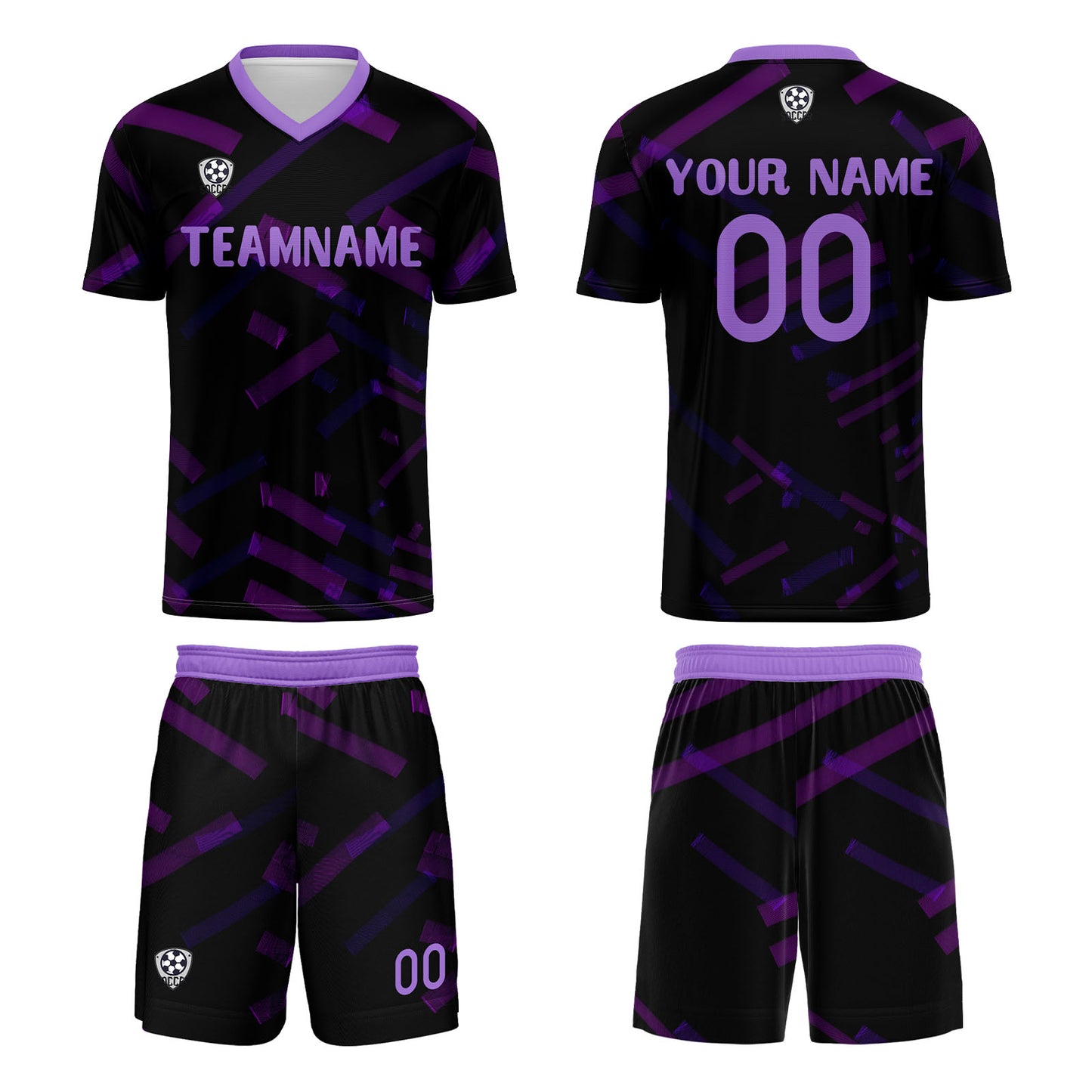Custom Black Purple Soccer Uniform Jersey Kids Adults Personalized Set Jersey Shirt