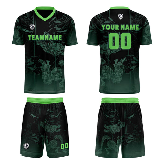 Custom Green Light Blue Uniform Jersey Kids Adults Personalized Set Jersey Shirt