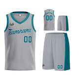 Custom Gray Teal Basketball Jersey for Men Women Adult Youth Stitched Name Number Logo