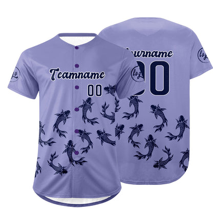 Custom Light Purple Dark Purple Baseball Jersey Personalized Gradient Team Uniforms Shirt with Name Number