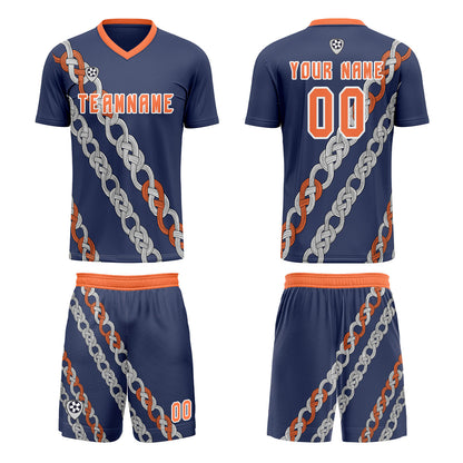 Custom Blue Orange Uniform Jersey Kids Adults Personalized Set Jersey Shirt