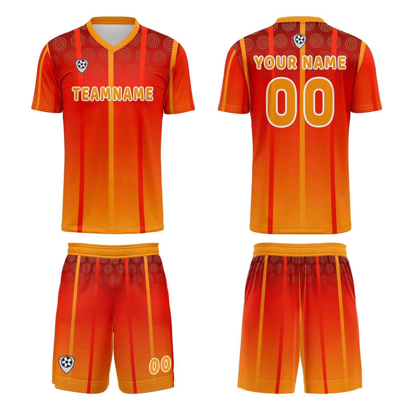 Custom Orange Yellow Uniform Jersey Kids Adults Personalized Set Jersey Shirt