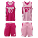 Custom Rose Red Pink Reversible Basketball Suit for Adults and Kids Personalized Jersey