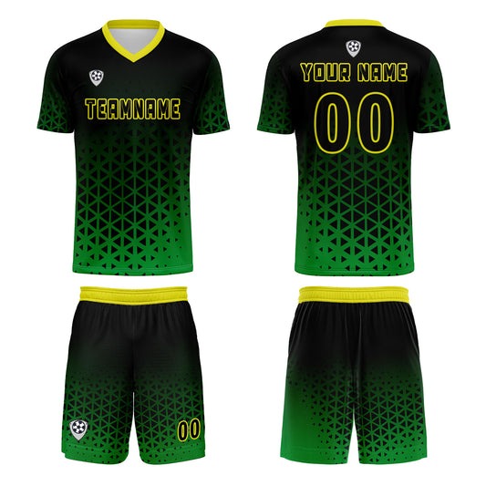 Custom Green Yellow Uniform Jersey Kids Adults Personalized Set Jersey Shirt