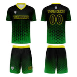 Custom Green Yellow Uniform Jersey Kids Adults Personalized Set Jersey Shirt