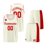 Custom Cream-Red Basketball Jersey for Men Women Adult Youth Stitched Name Number Logo