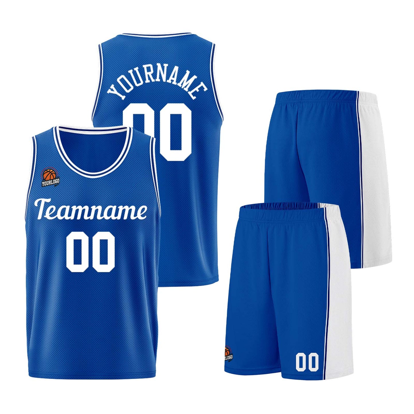 Custom Royal-White Basketball Jersey for Men Women Adult Youth Stitched Name Number Logo