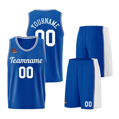 Custom Royal-White Basketball Jersey for Men Women Adult Youth Stitched Name Number Logo