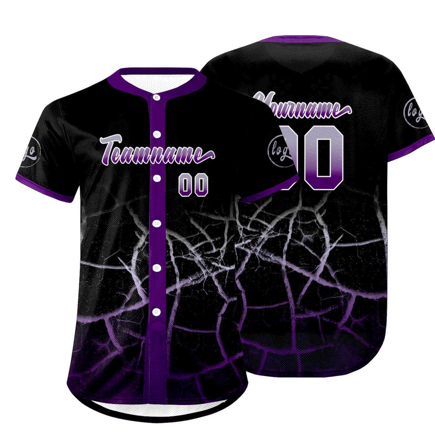 Custom Black Purple Gray Baseball Jersey Personalized Gradient Team Uniforms Shirt with Name Number