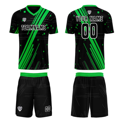 Custom Black Green Uniform Jersey Kids Adults Personalized Set Jersey Shirt