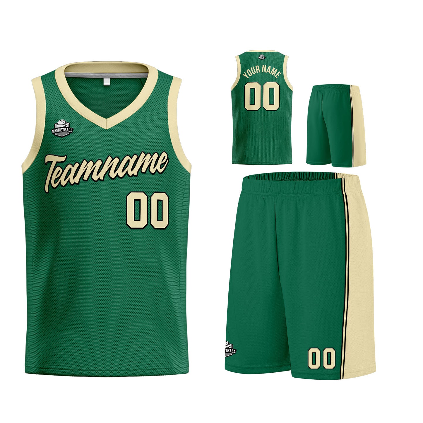 Custom Green Cream Basketball Jersey for Men Women Adult Youth Stitched Name Number Logo