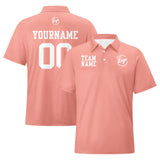 Custom Flesh Pink White Football Polo Shirts  Add Your Unique Logo/Name/Number