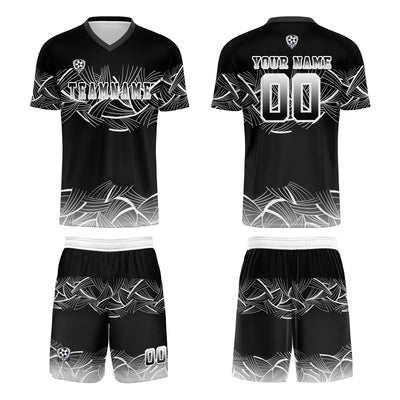 Custom Black Gray Soccer Uniform Jersey Kids Adults Personalized Set Jersey Shirt