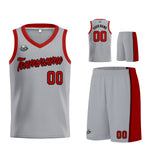 Custom Gray Red Basketball Jersey for Men Women Adult Youth Stitched Name Number Logo