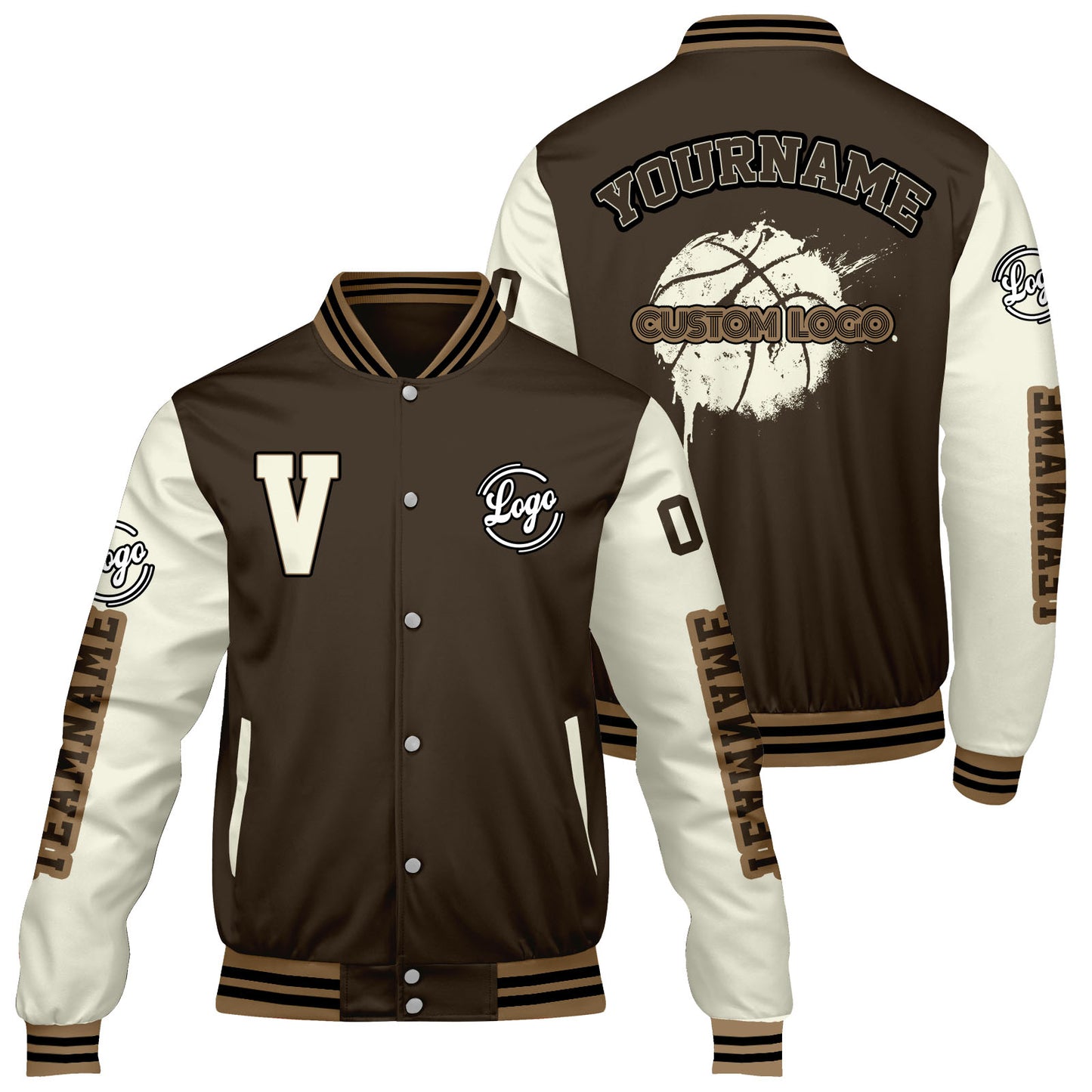 Custom Brown Cream Varsity Jackets for Men Women Youth Personalized Letterman Jackets
