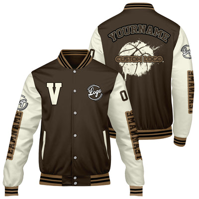 Custom Brown Cream Varsity Jackets for Men Women Youth Personalized Letterman Jackets