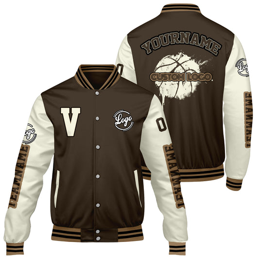 Custom Brown Cream Varsity Jackets for Men Women Youth Personalized Letterman Jackets