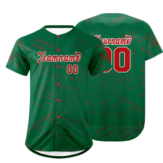 Custom Kelly Green Red Baseball Jersey Personalized Gradient Team Uniforms Shirt with Name Number