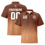 Custom Brown Khaki Football Gradient Polo Shirts  Add Your Unique Logo/Name/Number