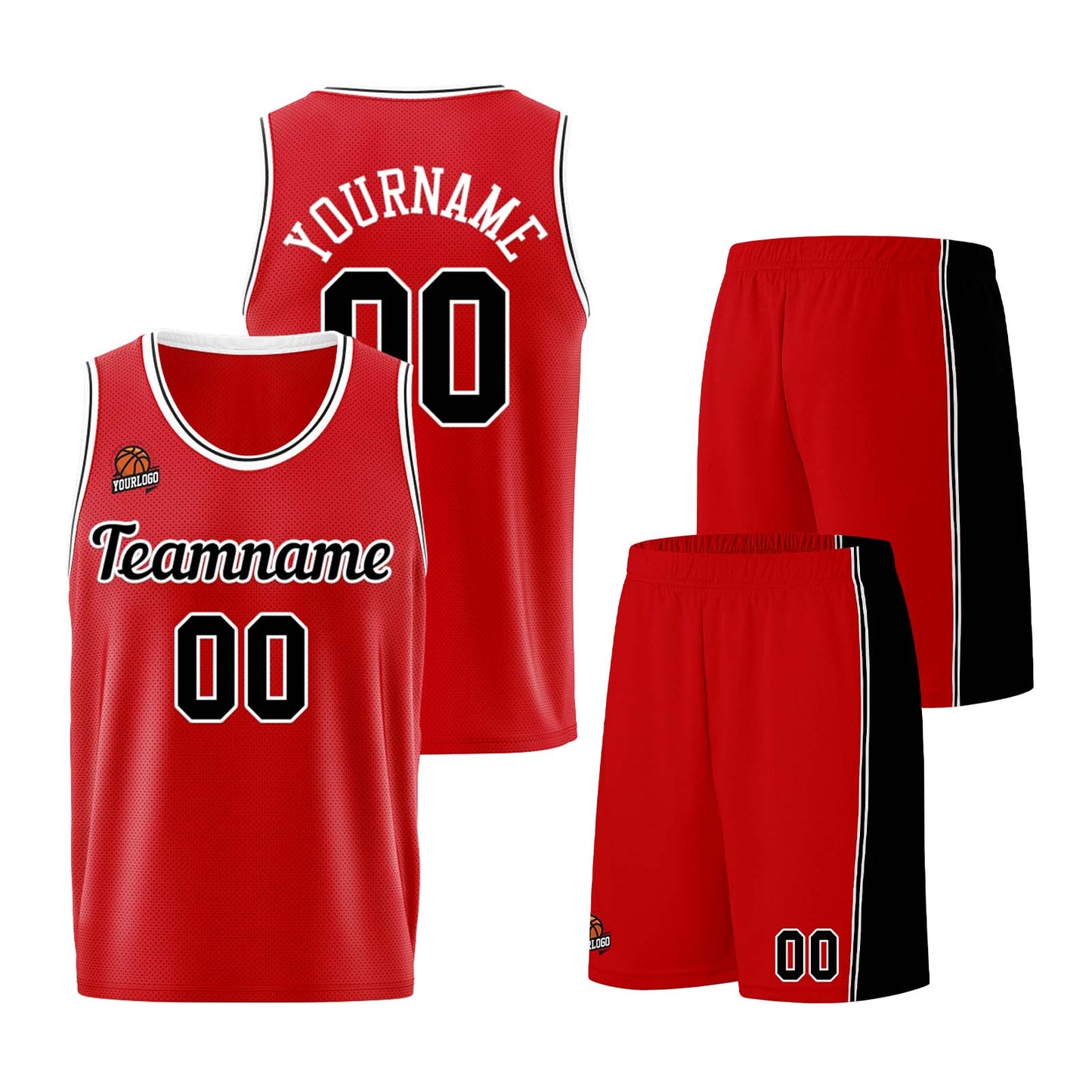 Custom Red Black Basketball Jersey for Men Women Adult Youth Stitched Name Number Logo