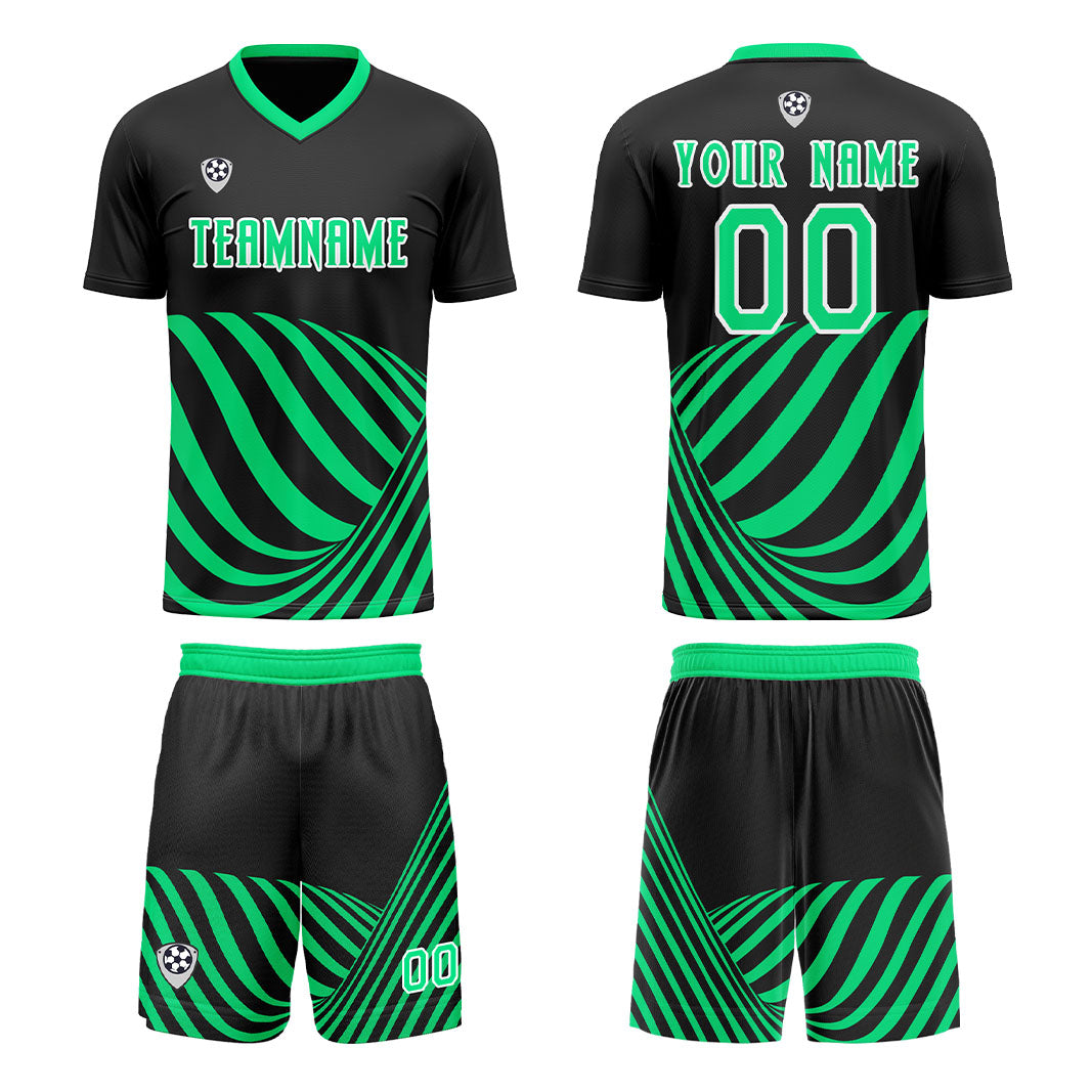 Custom Black Green Uniform Jersey Kids Adults Personalized Set Jersey Shirt