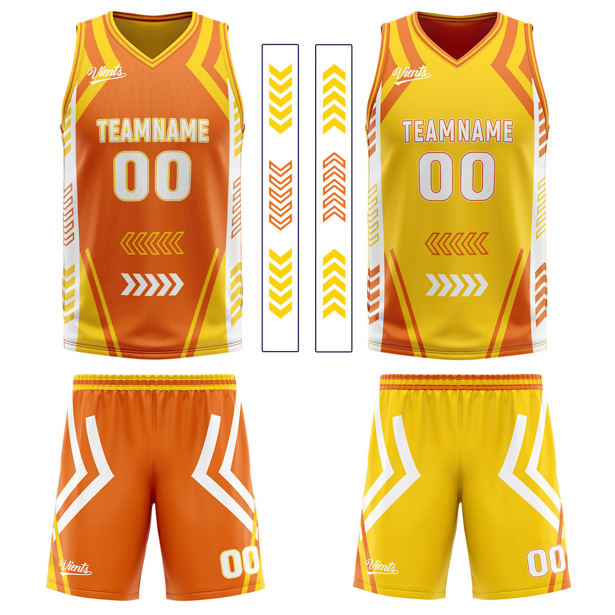 Custom Orange Yellow Reversible Basketball Suit for Adults and Kids Personalized Jersey