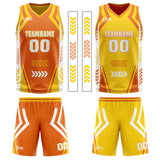 Custom Orange Yellow Reversible Basketball Suit for Adults and Kids Personalized Jersey