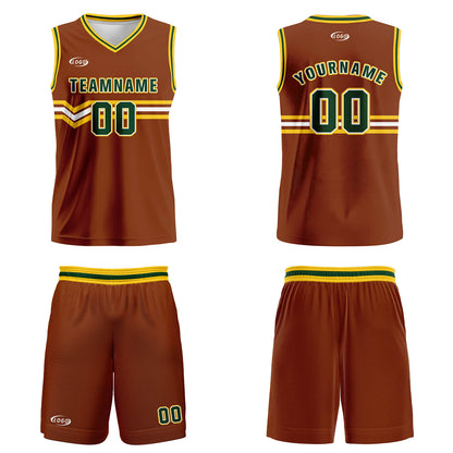 Custom Brown Green Yellow White Basketball Jersey Uniform Suit Printed Your Logo Name Number