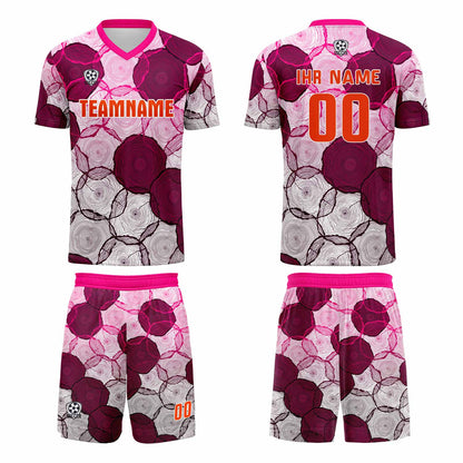 Custom Dark Purple Pink Uniform Jersey Kids Adults Personalized Set Jersey Shirt
