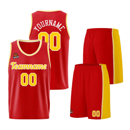 Custom Red Yellow Basketball Jersey for Men Women Adult Youth Stitched Name Number Logo