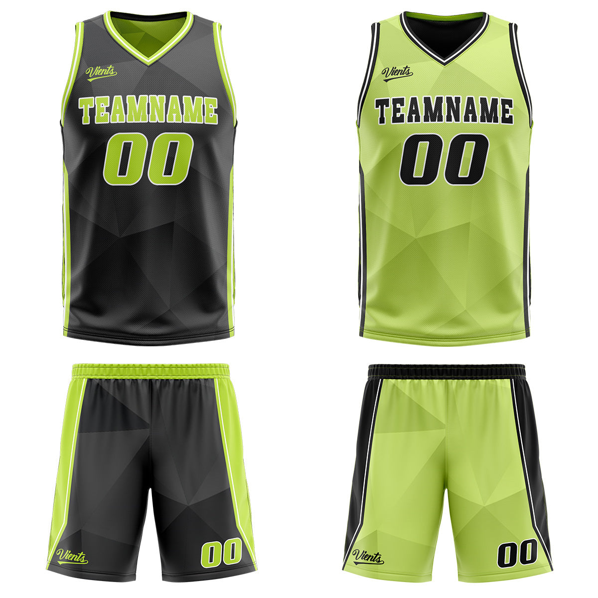 Custom Black Light Green Reversible Basketball Suit for Adults and Kids Personalized Jersey